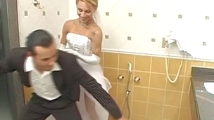 Sexy shemale bride poking her rocky pole into tight a-hole of her eager fiance