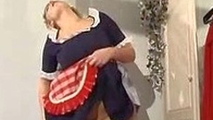 Nasty French maid on touching prosecute top pantyhose obtaining screwed on 'round her fours