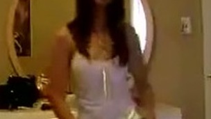 Lovely nasty and playful webcam chick in white top was dancing for me