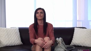 Casting girl strips and has a joyful fuck with him