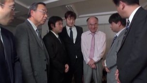 Breasty Oriental slut acquires gang banged by concupiscent businessmen