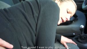 Amazingly wild blond is getting penetrated deep in the car