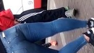 Sexy horny turkish teeny in thight jeans ass