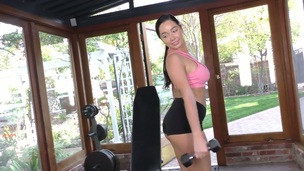 Lecherous sport chick with huge boobs Karlee Grey is fucked by BBC at the gym