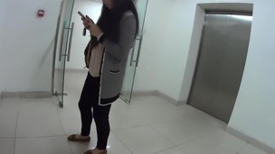 Chinese fellow follows a girl and stroking