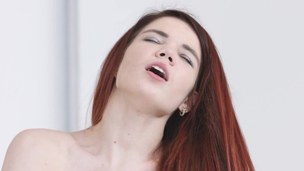 Taut butthole of red-haired chick is penetrated with dude's wang