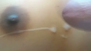 My friend taped on cam the way he cummed on natural tits of the hoe