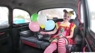 Beauty in clown dress fucked by the driver for free fare